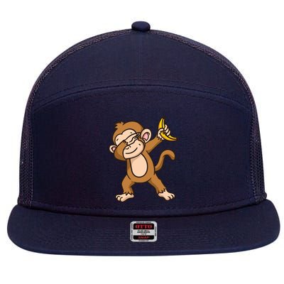 Monkey Dabbing Funny 7 Panel Mesh Trucker Snapback Hat