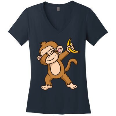 Monkey Dabbing Funny Women's V-Neck T-Shirt