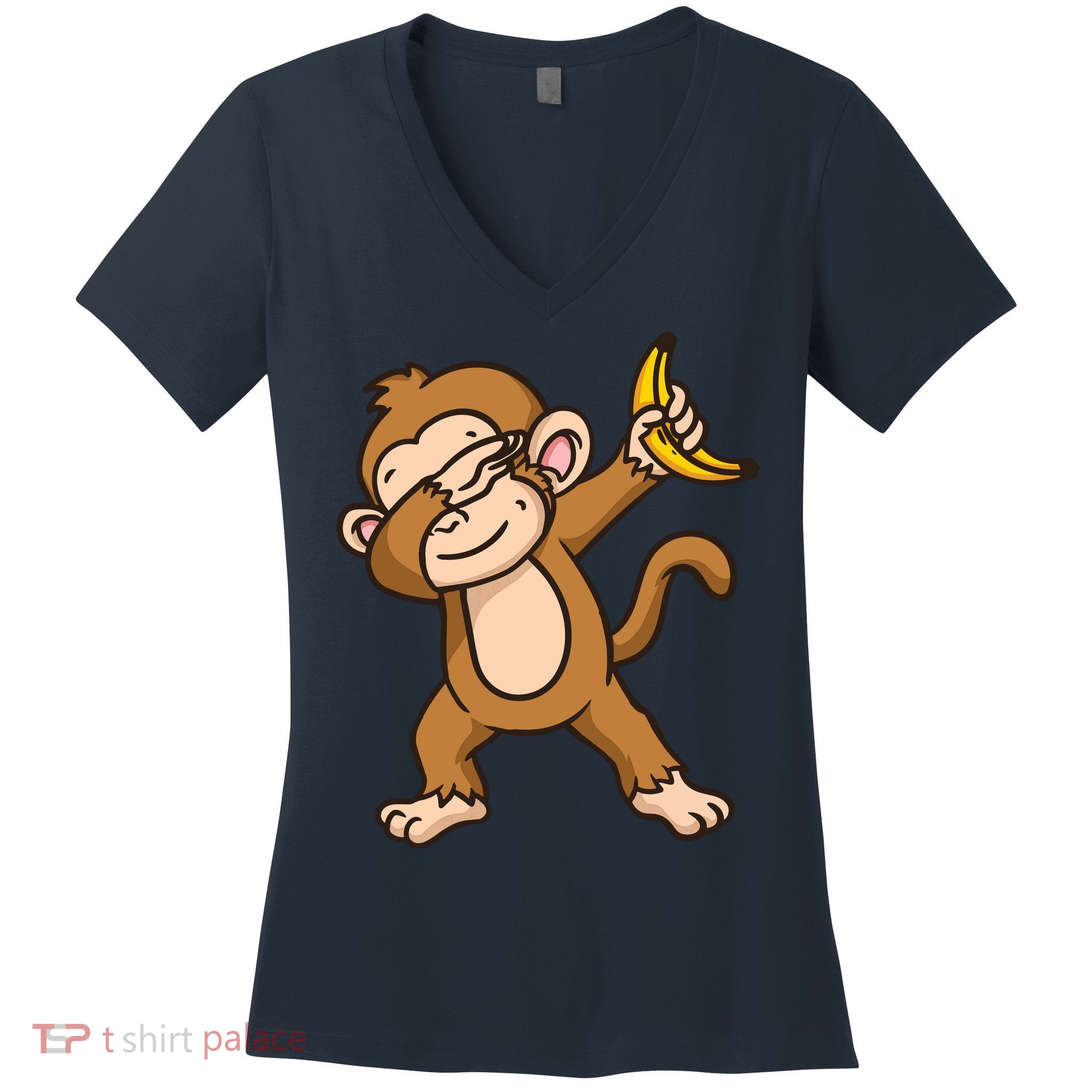 Monkey Dabbing Funny Women's V-Neck T-Shirt