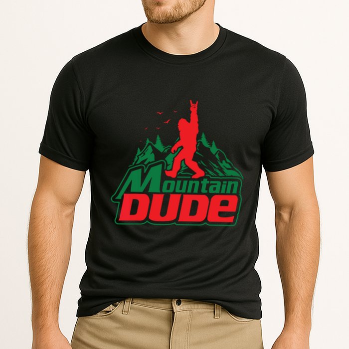 Mountain Dude Funny Bigfoot Sasquatch Hiking Cooling Performance Crew T-Shirt