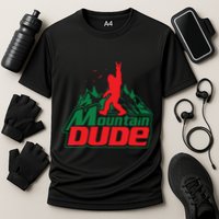 Mountain Dude Funny Bigfoot Sasquatch Hiking Cooling Performance Crew T-Shirt
