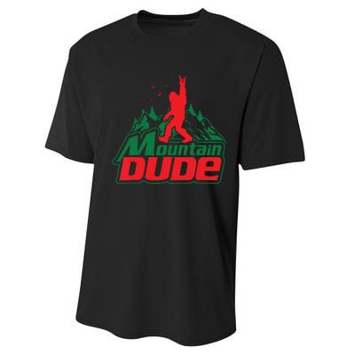 Mountain Dude Funny Bigfoot Sasquatch Hiking Performance Sprint T-Shirt