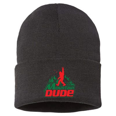 Mountain Dude Funny Bigfoot Sasquatch Hiking Sustainable Knit Beanie