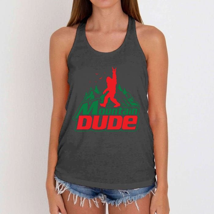 Mountain Dude Funny Bigfoot Sasquatch Hiking Women's Knotted Racerback Tank