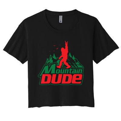 Mountain Dude Funny Bigfoot Sasquatch Hiking Women's Crop Top Tee