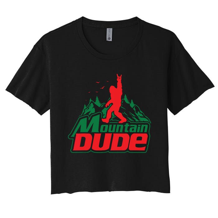 Mountain Dude Funny Bigfoot Sasquatch Hiking Women's Crop Top Tee