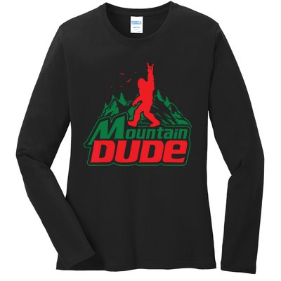 Mountain Dude Funny Bigfoot Sasquatch Hiking Ladies Long Sleeve Shirt