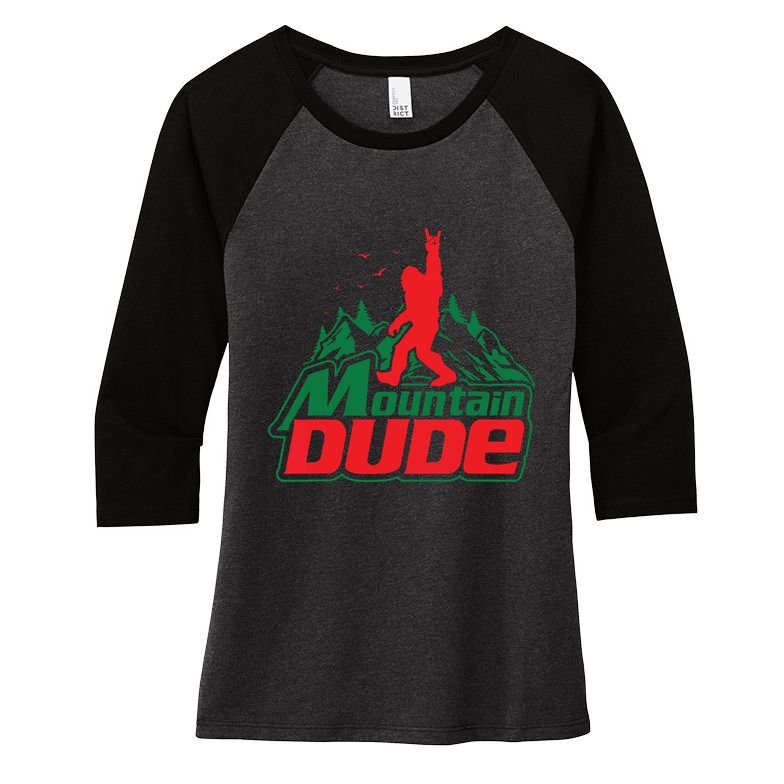 Mountain Dude Funny Bigfoot Sasquatch Hiking Women's Tri-Blend 3/4-Sleeve Raglan Shirt