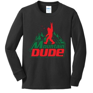 Mountain Dude Funny Bigfoot Sasquatch Hiking Kids Long Sleeve Shirt