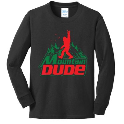 Mountain Dude Funny Bigfoot Sasquatch Hiking Kids Long Sleeve Shirt