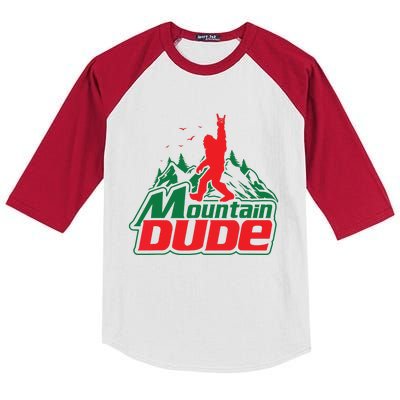 Mountain Dude Funny Bigfoot Sasquatch Hiking Kids Colorblock Raglan Jersey