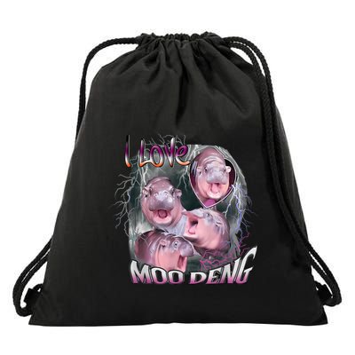 Moo Dang Funny Dwarf Baby Hippo In The Zoo Drawstring Bag