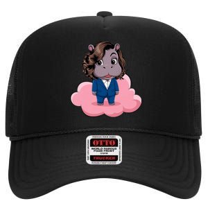 Moo Deng For Harris Kamala Harris Supporter Cute Funny Hippo High Crown Mesh Back Trucker Hat