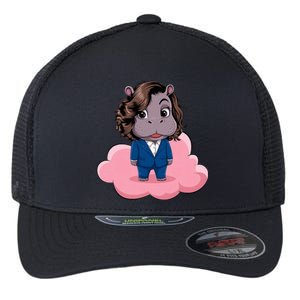 Moo Deng For Harris Kamala Harris Supporter Cute Funny Hippo Flexfit Unipanel Trucker Cap