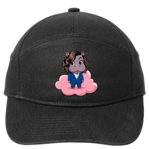 Moo Deng For Harris Kamala Harris Supporter Cute Funny Hippo 7-Panel Snapback Hat