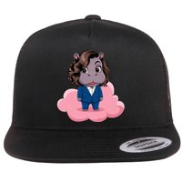 Moo Deng For Harris Kamala Harris Supporter Cute Funny Hippo Flat Bill Trucker Hat