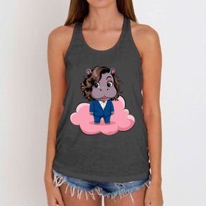 Moo Deng For Harris Kamala Harris Supporter Cute Funny Hippo Women's Knotted Racerback Tank