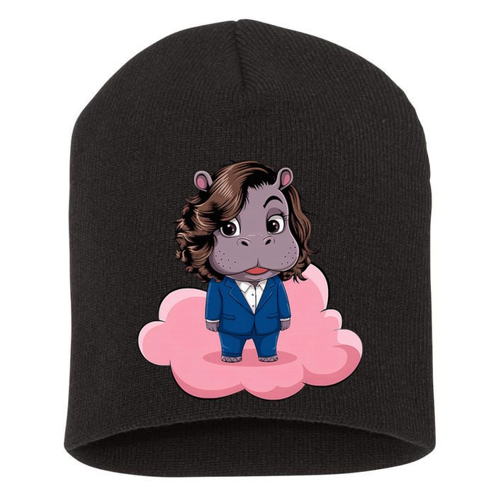 Moo Deng For Harris Kamala Harris Supporter Cute Funny Hippo Short Acrylic Beanie