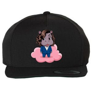 Moo Deng For Harris Kamala Harris Supporter Cute Funny Hippo Wool Snapback Cap