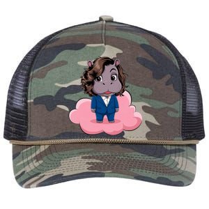 Moo Deng For Harris Kamala Harris Supporter Cute Funny Hippo Retro Rope Trucker Hat Cap