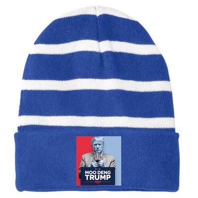 Moo Deng For Trump 2024 Striped Beanie with Solid Band