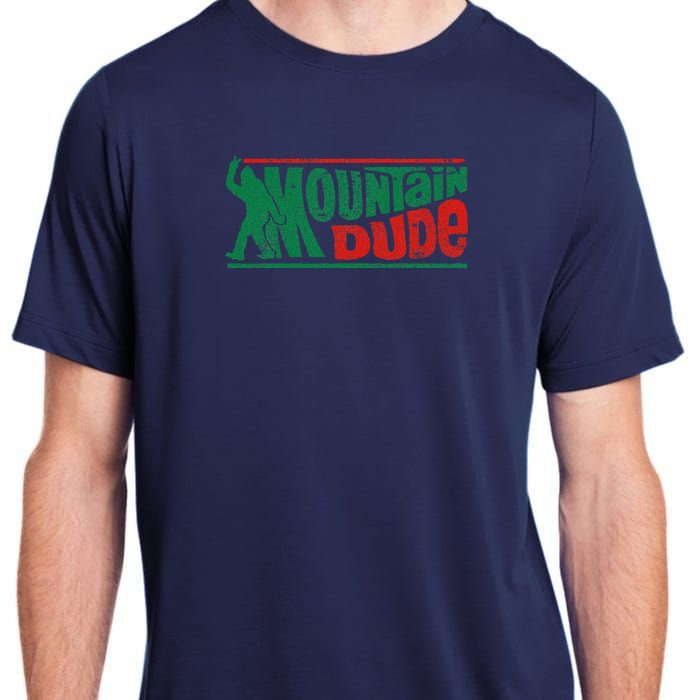 Mountain Dude Funny Bigfoot Sasquatch Rock On Hiking Vintage Adult ChromaSoft Performance T-Shirt