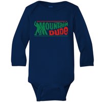 Mountain Dude Funny Bigfoot Sasquatch Rock On Hiking Vintage Baby Long Sleeve Bodysuit