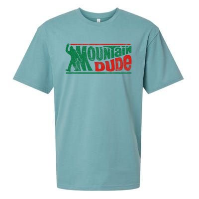 Mountain Dude Funny Bigfoot Sasquatch Rock On Hiking Vintage Sueded Cloud Jersey T-Shirt