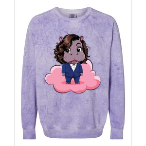 Moo Deng For Harris Kamala Harris Supporter Cute Funny Hippo Colorblast Crewneck Sweatshirt