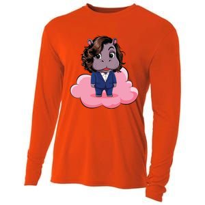 Moo Deng For Harris Kamala Harris Supporter Cute Funny Hippo Cooling Performance Long Sleeve Crew