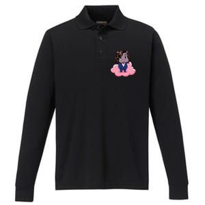 Moo Deng For Harris Kamala Harris Supporter Cute Funny Hippo Performance Long Sleeve Polo