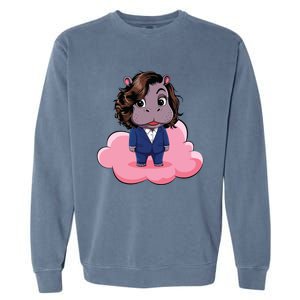 Moo Deng For Harris Kamala Harris Supporter Cute Funny Hippo Garment-Dyed Sweatshirt