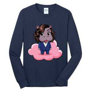 Moo Deng For Harris Kamala Harris Supporter Cute Funny Hippo Tall Long Sleeve T-Shirt