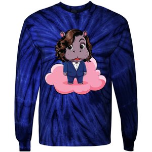 Moo Deng For Harris Kamala Harris Supporter Cute Funny Hippo Tie-Dye Long Sleeve Shirt