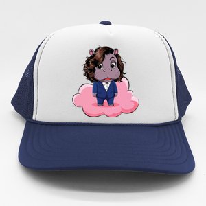 Moo Deng For Harris Kamala Harris Supporter Cute Funny Hippo Trucker Hat