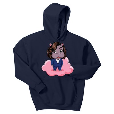 Moo Deng For Harris Kamala Harris Supporter Cute Funny Hippo Kids Hoodie