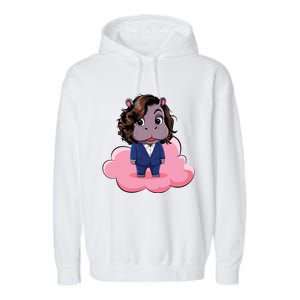 Moo Deng For Harris Kamala Harris Supporter Cute Funny Hippo Garment-Dyed Fleece Hoodie