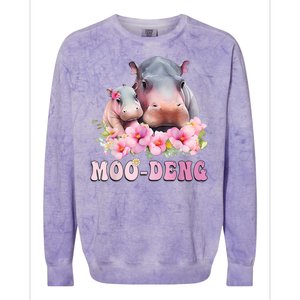 Moo Deng Floral Flower Pygmy Hippopotamus Colorblast Crewneck Sweatshirt