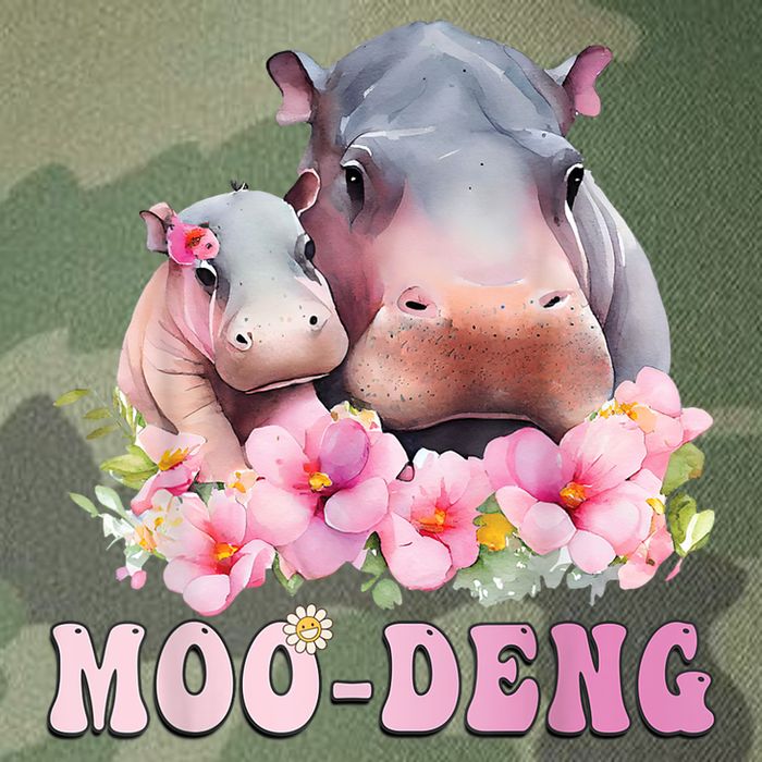 Moo Deng Floral Flower Pygmy Hippopotamus Legacy Tie Dye Trucker Hat
