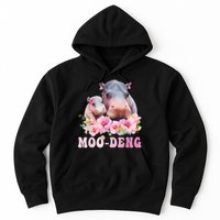Moo Deng Floral Flower Pygmy Hippopotamus Hoodie