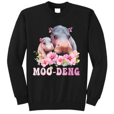 Moo Deng Floral Flower Pygmy Hippopotamus Sweatshirt