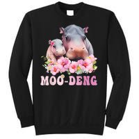 Moo Deng Floral Flower Pygmy Hippopotamus Sweatshirt