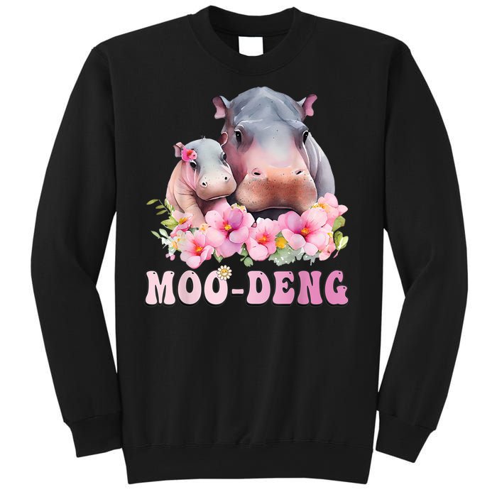 Moo Deng Floral Flower Pygmy Hippopotamus Sweatshirt