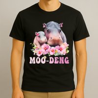 Moo Deng Floral Flower Pygmy Hippopotamus T-Shirt