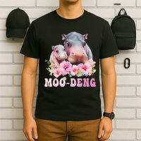 Moo Deng Floral Flower Pygmy Hippopotamus T-Shirt