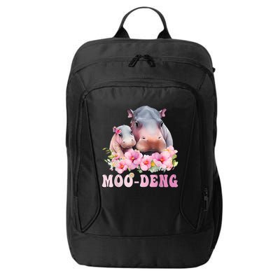 Moo Deng Floral Flower Pygmy Hippopotamus City Backpack