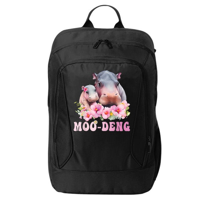 Moo Deng Floral Flower Pygmy Hippopotamus City Backpack