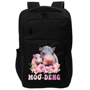 Moo Deng Floral Flower Pygmy Hippopotamus Impact Tech Backpack