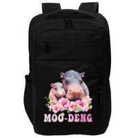 Moo Deng Floral Flower Pygmy Hippopotamus Impact Tech Backpack