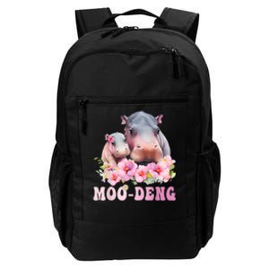 Moo Deng Floral Flower Pygmy Hippopotamus Daily Commute Backpack